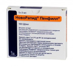 НовоРапид Пенфилл, р-р для в/в и п/к введ. 100 МЕ/мл 3 мл №5 картриджи