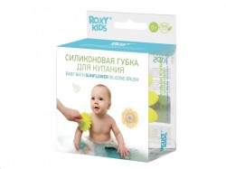 Губка для купания, Roxy-Kids (Рокси-Кидс) арт. RSB-002 Подсолнух 0+ силиконовая салатовая