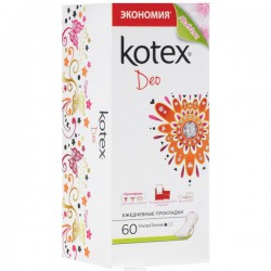 Прокладки женские ежедневные, Kotex (Котекс) №60 супертонкие ДЕО